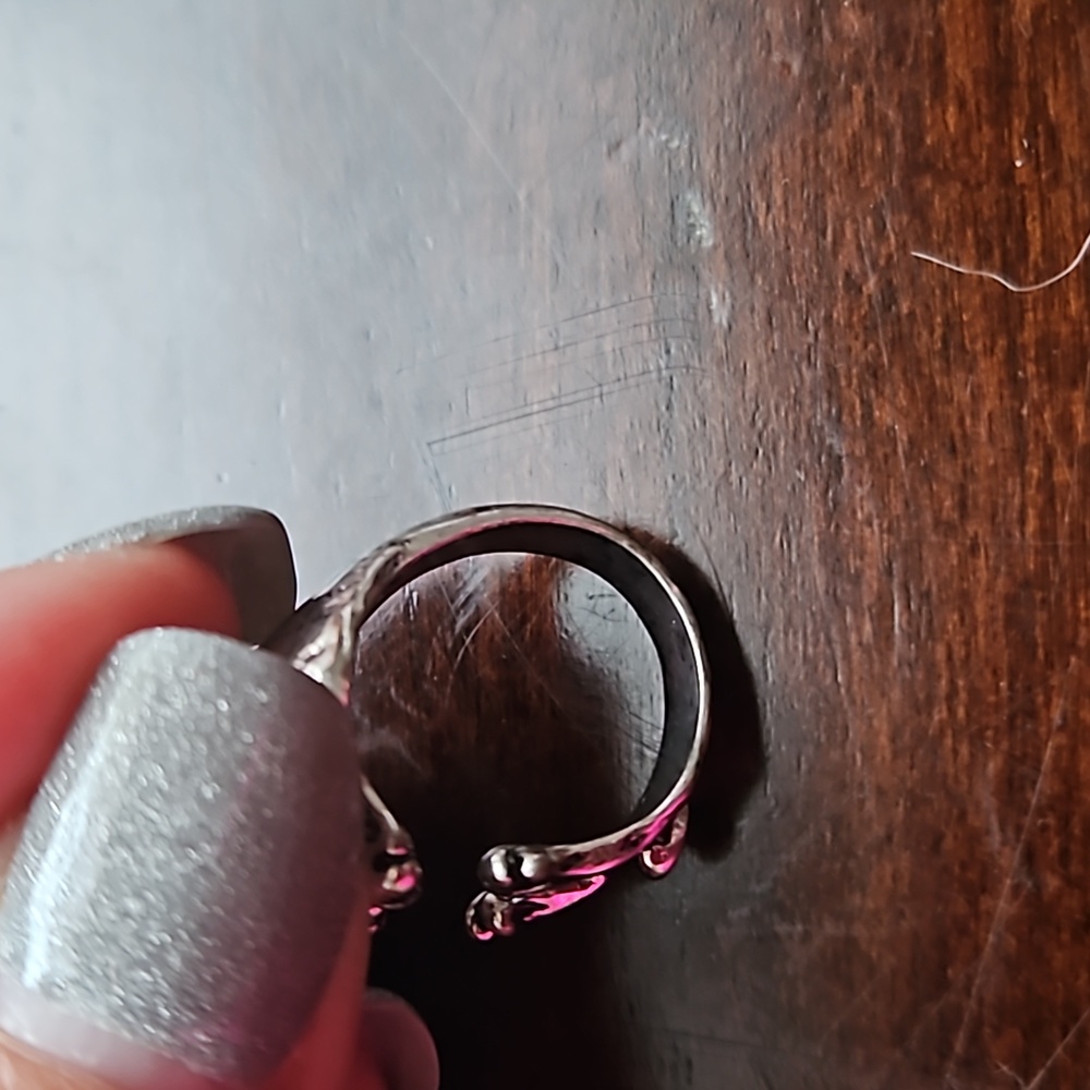 Trendy Silver with Antique Finish 3D Pug Ring Size 6 (adjustable) - Picture 3 of 5